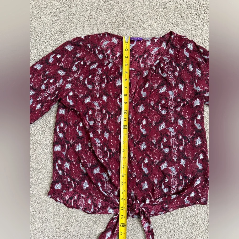 West Kei Burgundy Patterned Blouse • Elegant Print • Size S - Picture 5 of 10